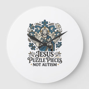 Jesus Puzzle Pieces Not Autism Jesus Puzzle Pieces Large Clock