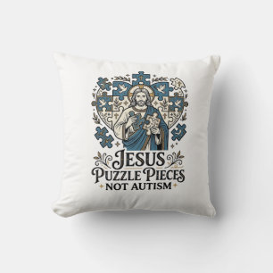 Jesus Puzzle Pieces Not Autism Jesus Puzzle Pieces Throw Pillow