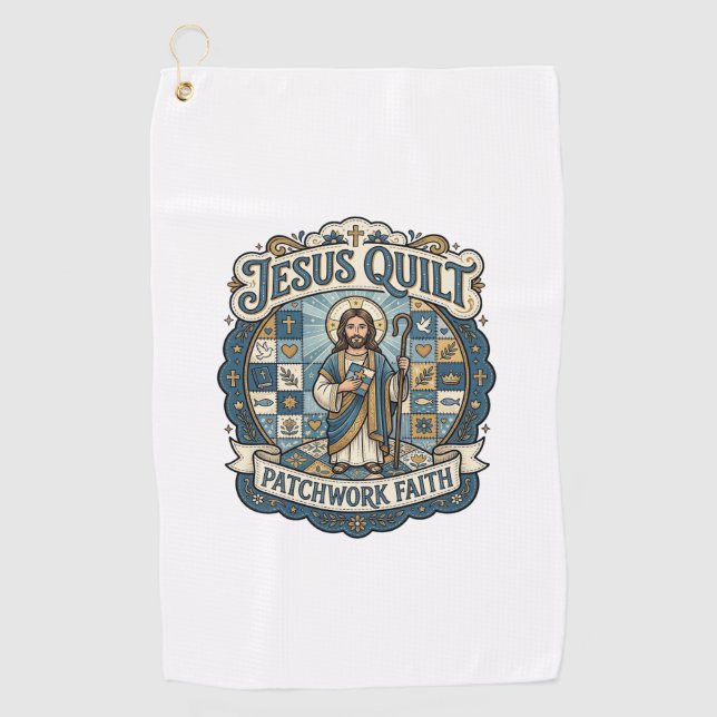 Jesus Quilt Patchwork Faith Jesus Quilt Patchwork  Golf Towel (Front)