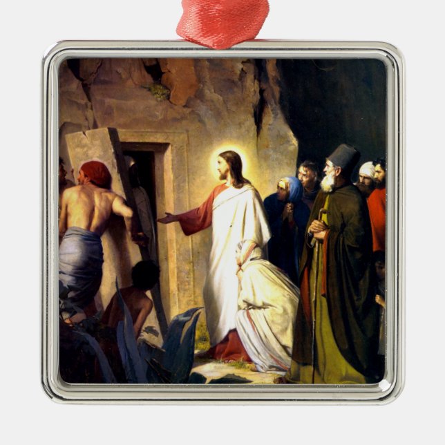 Jesus Raising Lazarus from the Dead Metal Ornament (Front)