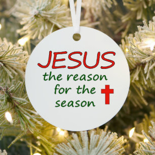 JESUS Reason for Season Metal Ornament