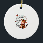 Jesus Reason for The Season Cow Christmas Christia Ceramic Ornament<br><div class="desc">Jesus Reason for The Season Cow Christmas Christian T-Shirt (3)</div>