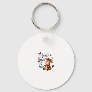 Jesus Reason for The Season Cow Christmas Christia Keychain