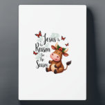 Jesus Reason for The Season Cow Christmas Christia Plaque<br><div class="desc">Jesus Reason for The Season Cow Christmas Christian T-Shirt (3)</div>