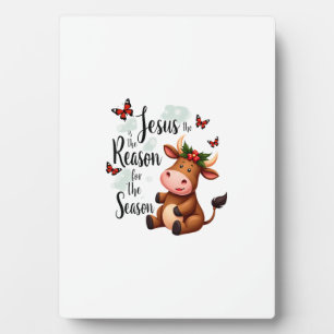 Jesus Reason for The Season Cow Christmas Christia Plaque
