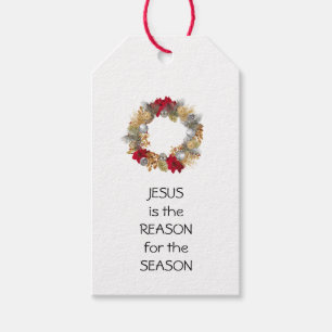 JESUS REASON SEASON Festive Wreath CHRISTMAS Gift Tags