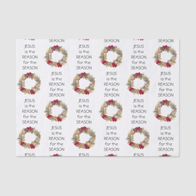 JESUS REASON SEASON | Festive Wreath | CHRISTMAS Tissue Paper (Front)