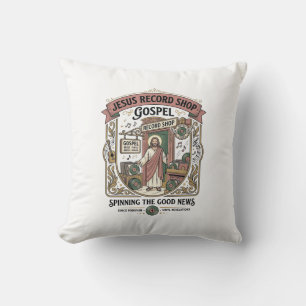 Jesus Record Shop Gospel Jesus Record Shop Christi Throw Pillow