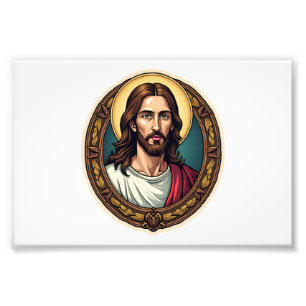 Jesus Redeemer Seal Vintage Engraving Tee Photo Print