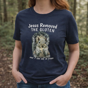 Jesus Removed the Gluten Funny Squirrel Design Tri-Blend Shirt