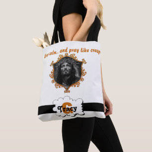 Jésus Restez calme et priez comme un sac de monogr