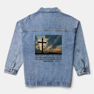 Jesus Resurrection I am The Way & The Truth Cross Denim Jacket