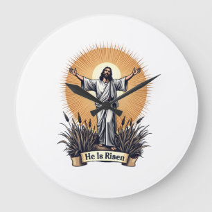 Jesus Resurrection Vintage Engraving Faith Shirt ( Large Clock