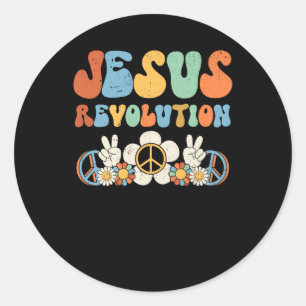 Jesus Revolution Faith Retro Groovy Flower Peace S Classic Round Sticker