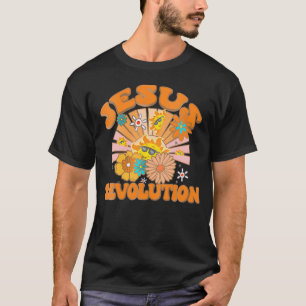 Jesus Revolution Funny Christian Groovy Boho V-Nec T-Shirt