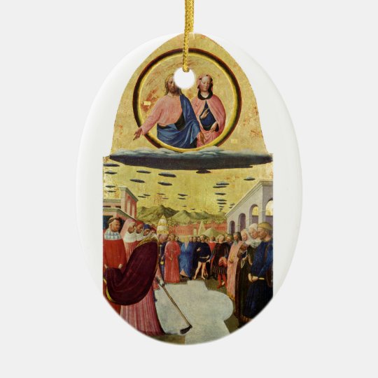 Jesus Rides a UFO Ceramic Ornament