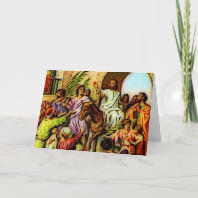 Jesus Rides the Donkey into Jerusalem Holiday Card (Front)
