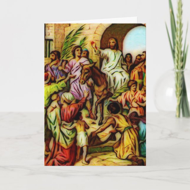 Jesus Rides the Donkey into Jerusalem Holiday Card (Front)
