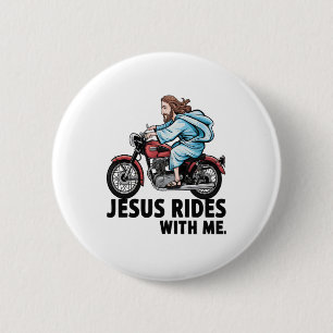 Jesus Rides with Me 2 Inch Round Button