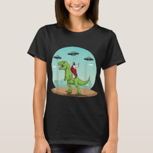 Jesus Riding A Dinosaur Funny Bigfoot UFO Alien Ab T-Shirt