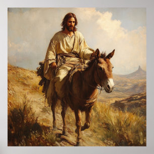 Jesus Riding A Donkey Poster