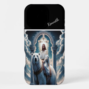Jesus Riding A Polar Bear iPhone 16 Pro Max Case
