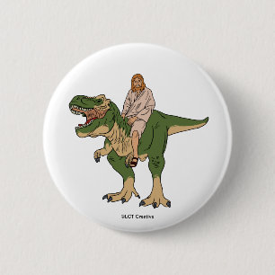 Jesus Riding T-Rex 2 Inch Round Button