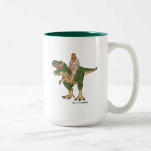 Jesus Riding T-Rex Two-Tone Coffee Mug