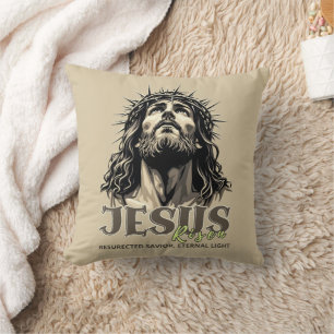 Jesus Risen - Jesus Christ Artistic Beige Throw Pillow