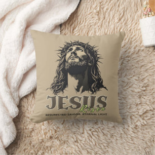 Jesus Risen - Jesus Christ Artistic Beige Throw Pillow