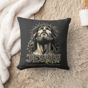 Jesus Risen - Jesus Christ Artistic Grey Throw Pillow