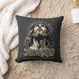 Jesus Risen - Jesus Christ Artistic Grey Throw Pillow