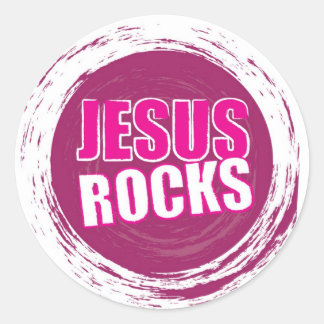 Jesus Rocks 1 Pink Classic Round Sticker