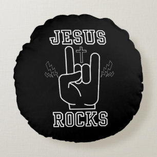 Jesus Rocks Biblical Festival Round Pillow