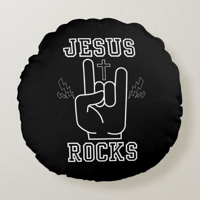 Jesus Rocks Biblical Festival Round Pillow (Front)