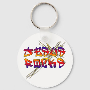 Jesus Rocks Christian Keychain