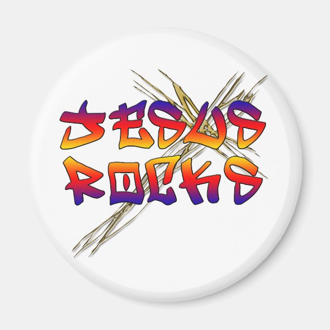 Jesus Rocks Christian Magnet (Front)