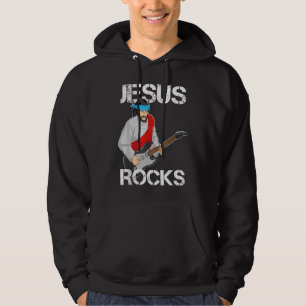 Jesus Rocks on Electric Guitar Hoodie