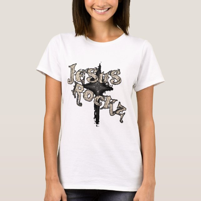 Jesus Rockz Christian T-Shirt (Front)