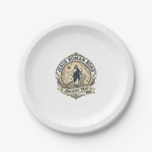 Jesus Roman Road Ancient Map Jesus Roman Road Anci Paper Plate