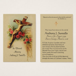 Jesus Roses  Catholic Funeral Memorial Holy Card -