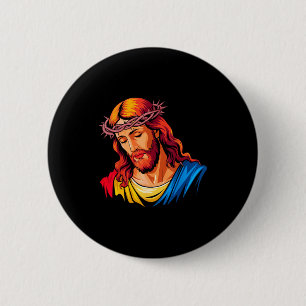 Jesus Rtrait Art Christian Religious 2 Inch Round Button