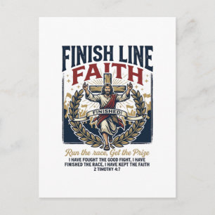 Jesus Running Marathon Vintage Shirt Christian Gra Postcard