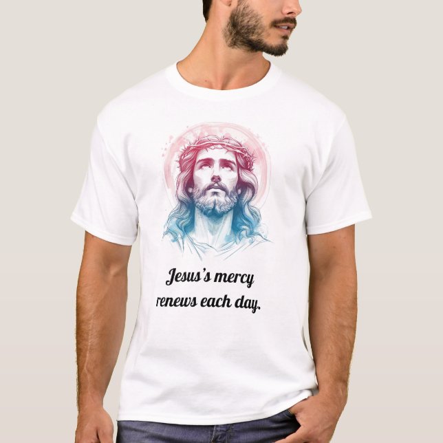 Jesus’s Mercy Renews Each Day Colourful Luxury  T-Shirt (Front)