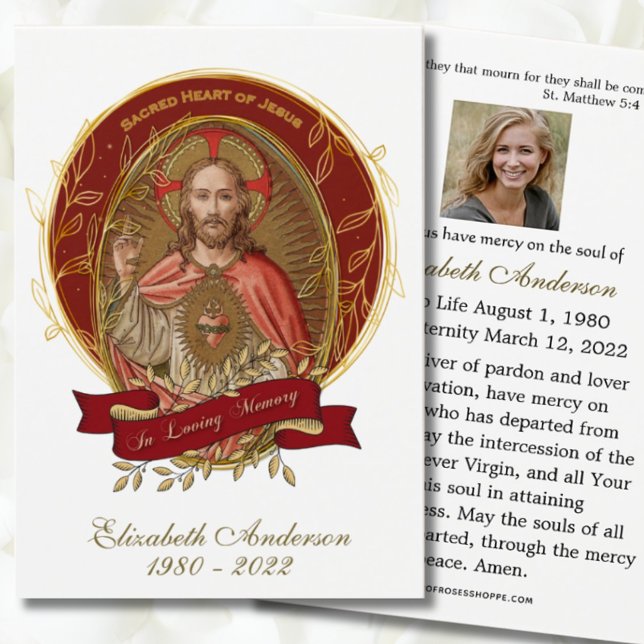 Jésus Sacré Coeur Catholique Funérailles Carte Sai (Créateur téléchargé)