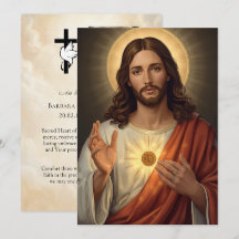 Jesus Sacred Heart Funeral Prayer 5x7 inch Card