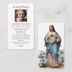 Jesus Sacred Heart in Lilies Religious Prayer Card