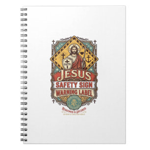 Jesus Safety Sign Warning Label Jesus Safety Sign  Notebook