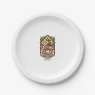 Jesus Safety Sign Warning Label Jesus Safety Sign Paper Plate