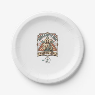 Jesus Safety Sign Warning Label Jesus Safety Sign Paper Plate